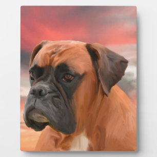 Plaque Photo Cute Boxer Dog Eau Couleur Huile Peinture Art