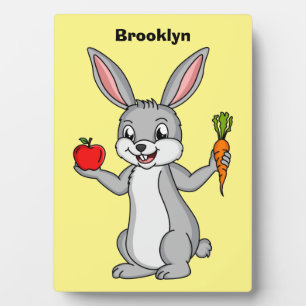 Plaque Photo Cute bunny rabbit with vegetables cartoon