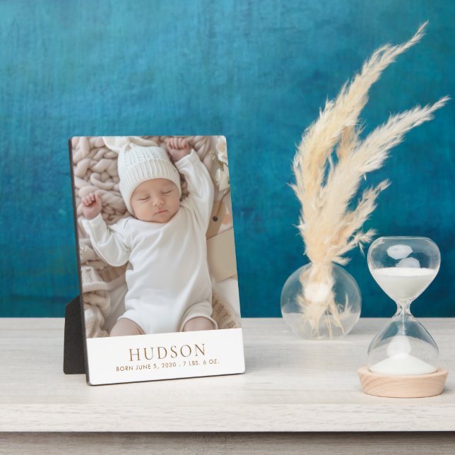 Plaque Photo Cute Custom Baby Photo Statistiques de naissance (Côté)