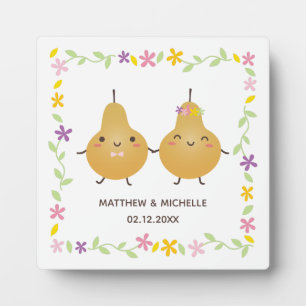 Plaque Photo Cute Funny Parfait Pear Couple Newlywees Mémorable