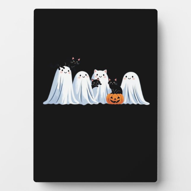 Plaque Photo Cute Ghosts and Black Cats Halloween - Mer Éffraya (Devant)