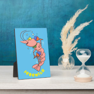 Plaque Photo Cute happy shrimp, dessin animé de crevettes