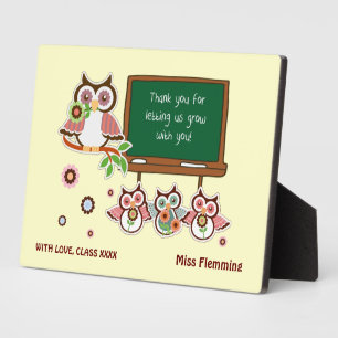 Plaque Photo Cute Owls Appréciation de l'enseignant Cadeau pers