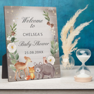 Plaque Photo Cute Woodland Animals Baby shower Affiche de bienv