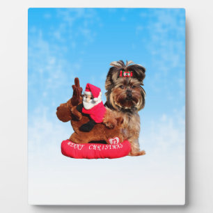 Plaque Photo Cute Yorkshire Terrier Joyeux Noël