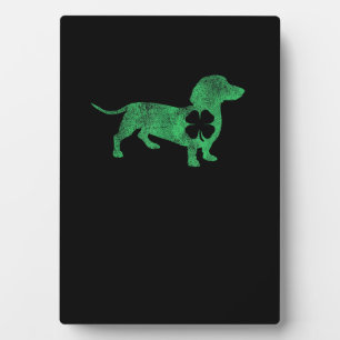 Plaque Photo Dachshund Chien Shamrock St. Patrick's Day Saint P