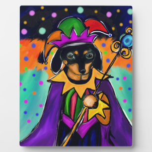 PLAQUE PHOTO DACHSHUND MARDI GRAS