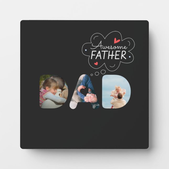 Plaque Photo DAD Cutout 3 Photo Collage cadeau personnalisé Pla (Devant)