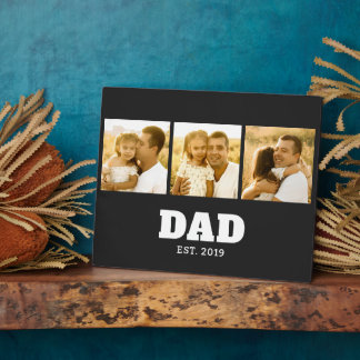 Plaque Photo Dad Established Bold Text Black 3 Photo