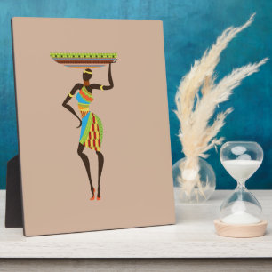 Plaque Photo Dame tribale africaine avec l'art tribal corbeille