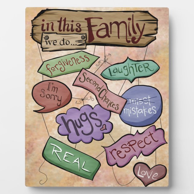 Plaque Photo Dans Cette Famille...Citation Inspirationnelle Art (Devant)