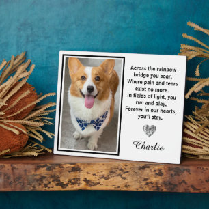Plaque Photo De L'Autre Côté Du Rainbow Bridge Silver Pet Dog M