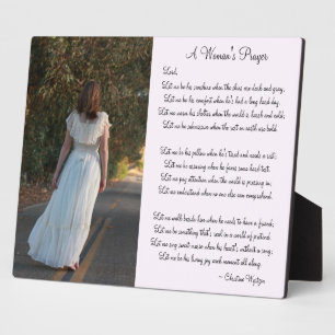 Plaque photo de prière personnalisée pour une femm