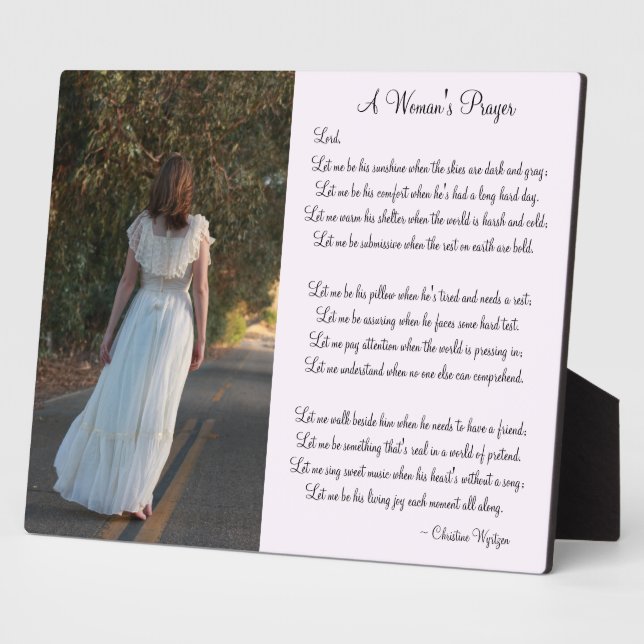 Plaque photo de prière personnalisée pour une femm (Côté)