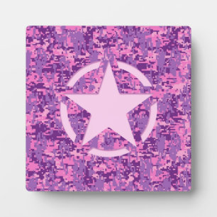 Plaque Photo Déco rose étoile sur le style Camo numérique