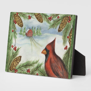 Plaque Photo Décor Art Décor de Noël Cardinal Rouge