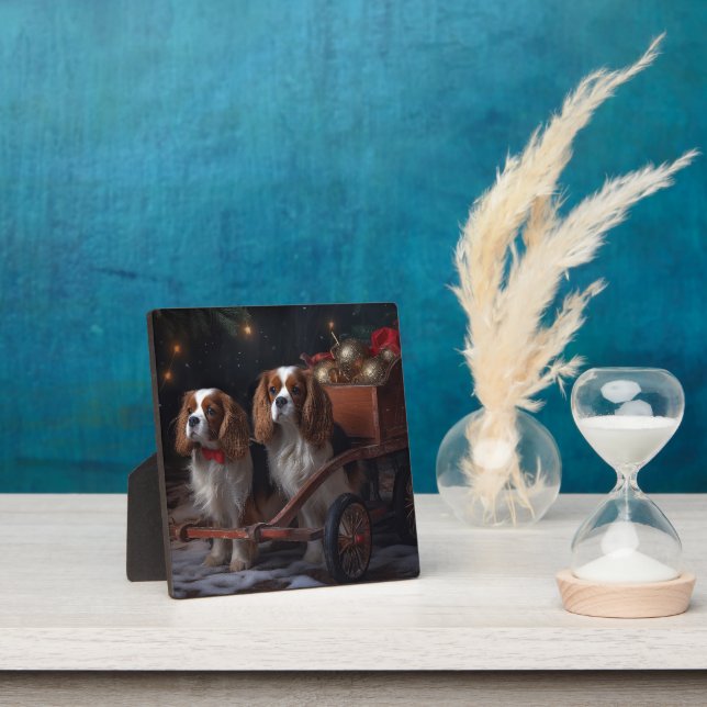 Plaque Photo Décor de Noël Cavalier King Snowy Sleigh (Insitu)