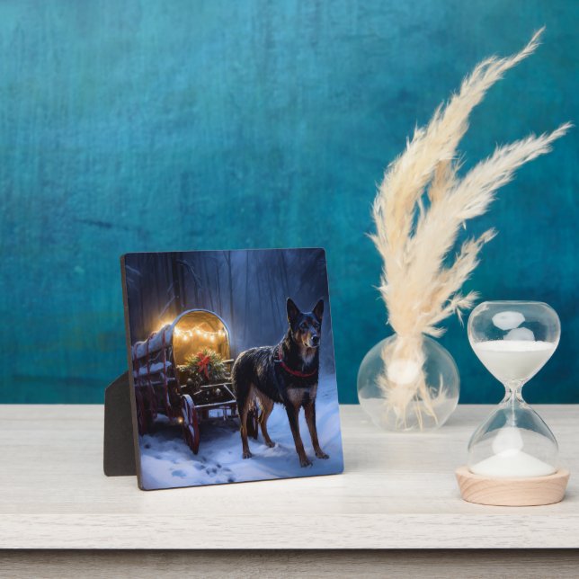 Plaque Photo Décor de Noël Kelpie Snowy Sleigh (Insitu)