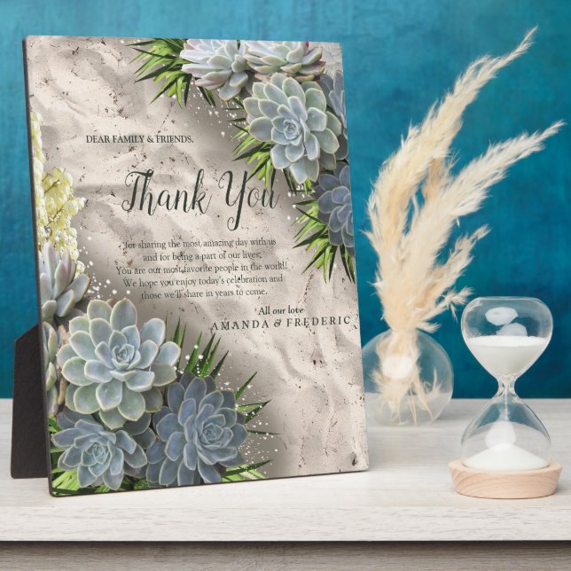 Plaque Photo Des teintes succulentes de blues pâles et de Merci (Côté)