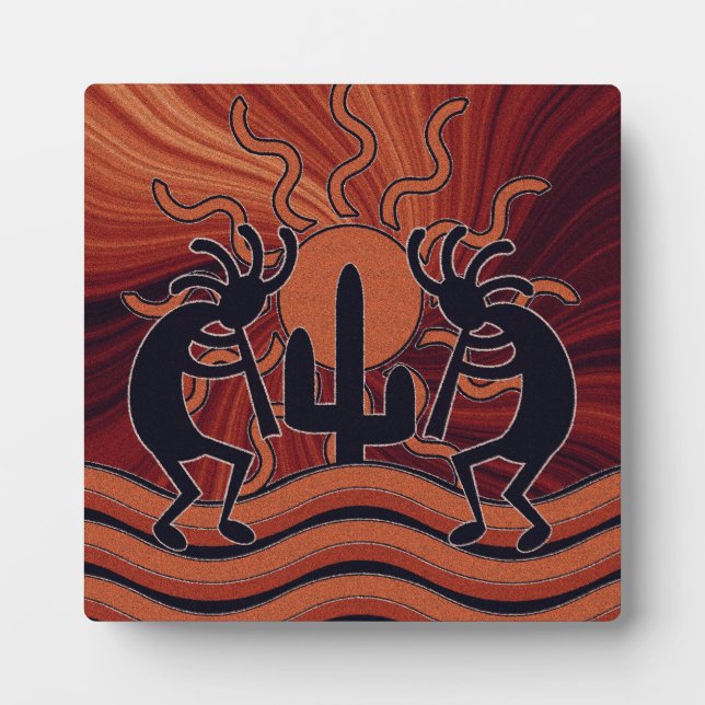 Plaque Photo Desert Sun Cactus Kokopelli Motif sud-ouest (Devant)