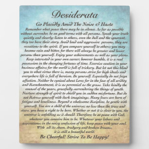 Plaque Photo Desiderata Poem on Watercolor Beach