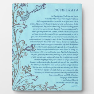 Plaque Photo Desiderata Poem with the Bluebird of Happiness