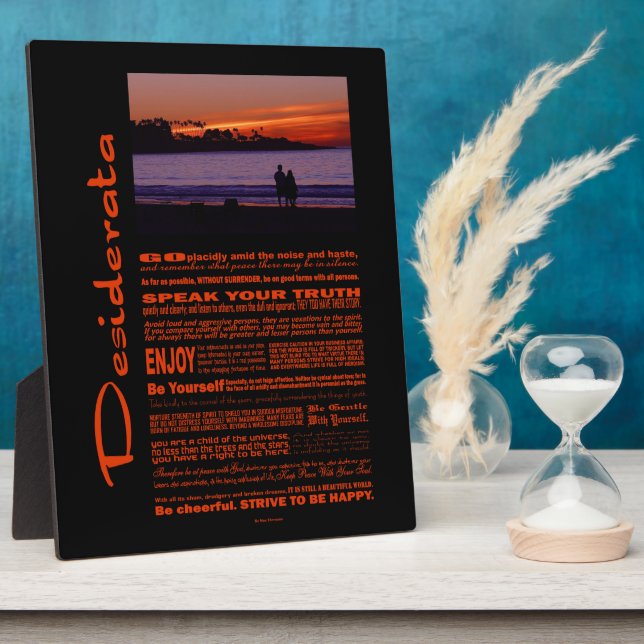 Plaque Photo Desiderata Poème Couple Romantique Au Coucher Du S (Côté)
