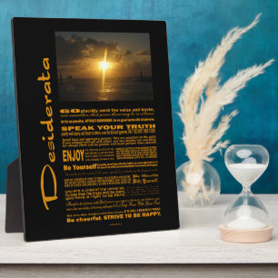 Plaque Photo Desiderata Poème très clair coucher de soleil