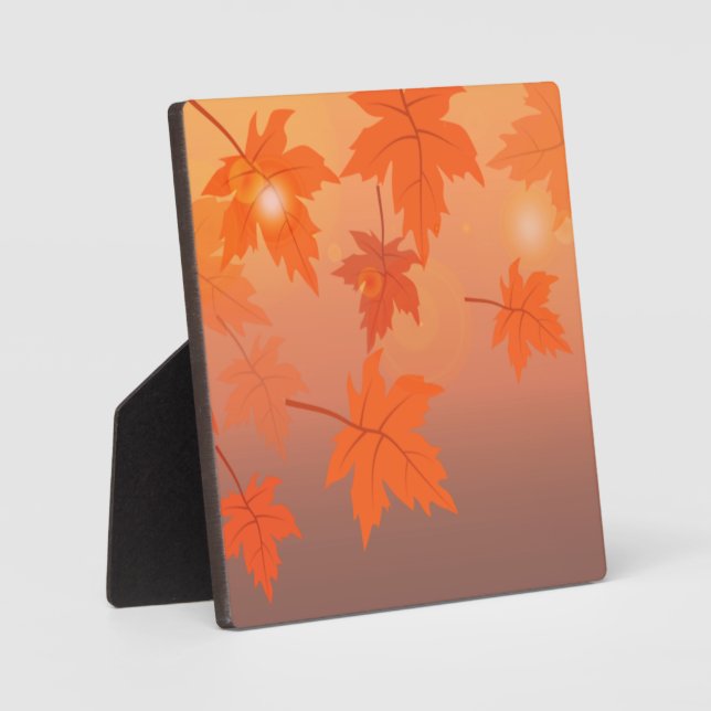 Plaque Photo Design d'automne avec feuilles d'érable et effet b (Recto)