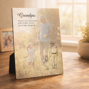 Plaque Photo Dessin au trait de grand-père par sa petite-fille