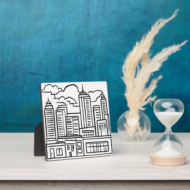 Plaque Photo Dessin d'art moderne City Skyline (Insitu)