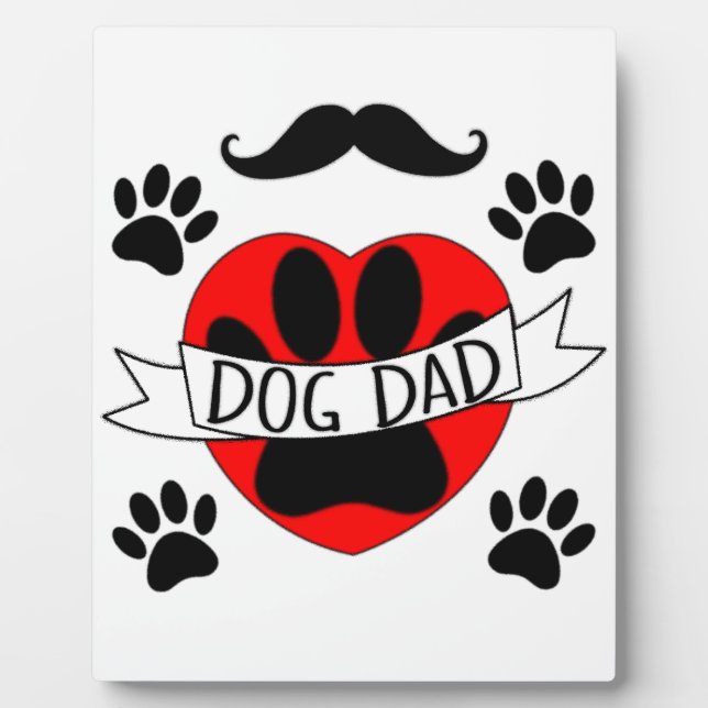 Plaque Photo Dessin De Chien Papa Paw Et Red Heart (Devant)