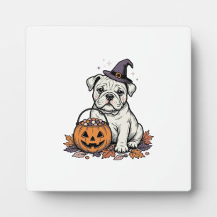 Plaque Photo Dessin de citrouille de bouledogue d'Halloween gra