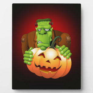 Plaque Photo Dessin de Frankenstein Monster avec Citrouille