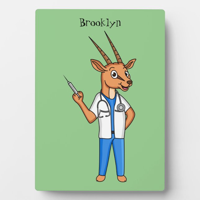 Plaque Photo Dessin du médecin de l'antilope Cute Gemsbok (Devant)