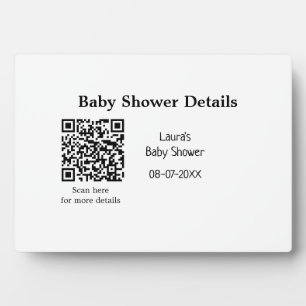 Plaque Photo DÉTAILS DU baby shower QR SCAN CODE RU MODERNE MIN
