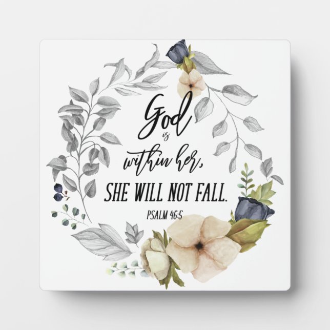 Plaque Photo Dieu Est Dans Sa Bible Verse Élégante Florale (Devant)