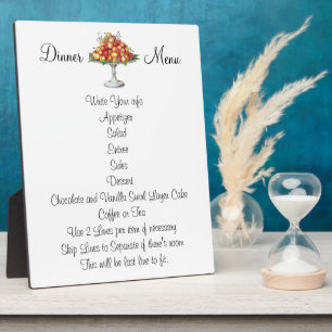 Plaque Photo Dîner Déjeuner Mariage ou Événement Menu Cherry De