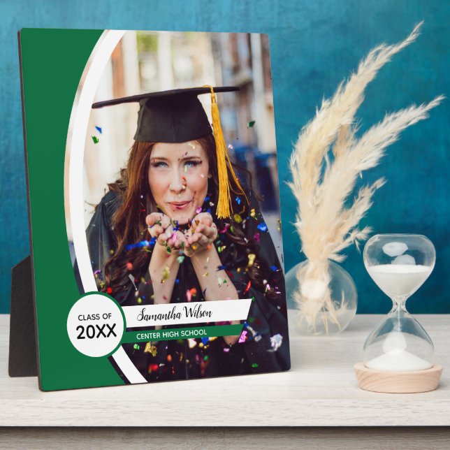 Plaque Photo Diplôme de photo de cadre courbé vert (Côté)