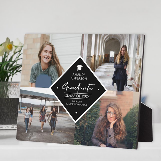 Plaque Photo Diplôme moderne élégant script 4 photo collage p (Créateur téléchargé)