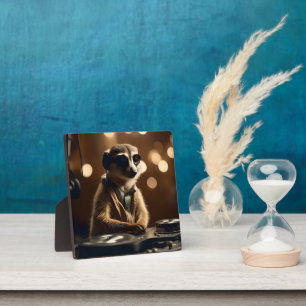 Plaque Photo DJ Meerkat : Mixe des morceaux dans la savane,