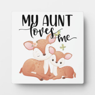 Plaque Photo Doe et Fawn Ma tante m'aime