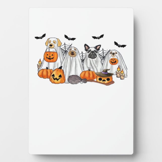 Plaque Photo Dogs in Ghost Costumes Halloween Classic T-Shirt (Devant)
