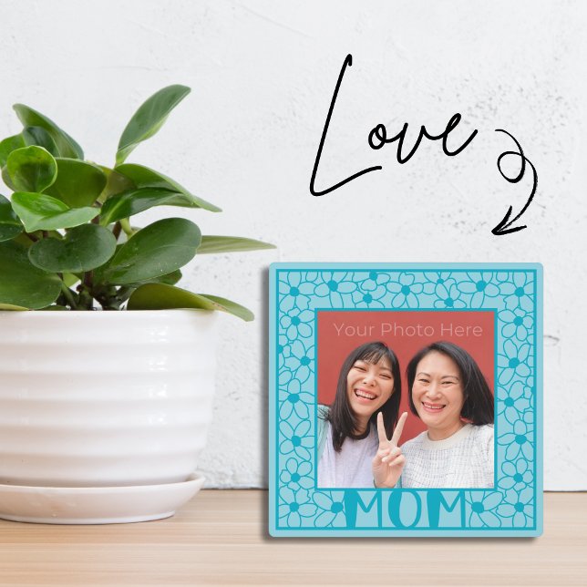 Plaque Photo Don Photo Fête des Mères de la fille adulte (Cute green photo plaque with your photo is a Mother's Day gift she will cherish every day!)