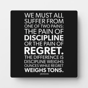 Plaque Photo Douleur De Discipline vs Regret - Motivation Du Su