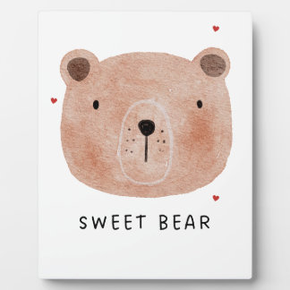 Plaque Photo Doux Ours Mignon Coussin de Jet | Minimaliste Fore