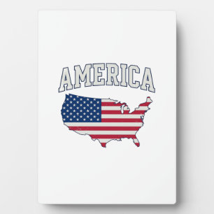 Plaque Photo Drapeau américain Carte Patriotique Vintage Graphi