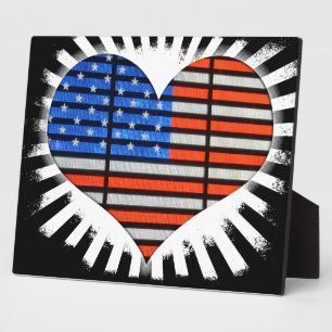 Plaque Photo Drapeau américain Patriot Heart