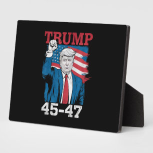 Plaque Photo Drapeau américain Trump 45 47 Vintage Rétro USA