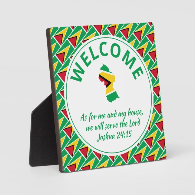 Plaque Photo Drapeau GUYANA Bienvenue chrétien (Recto)